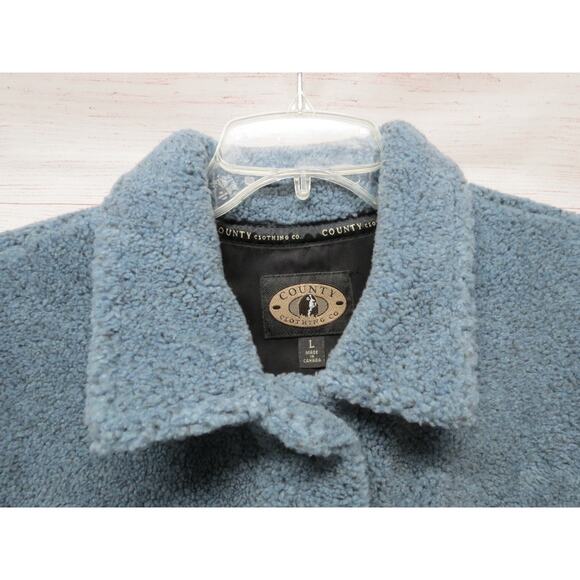 County Clothing Co Size Large Blue Fleece Vest w/ Elk, Moose, Bear Trees Nature - Picture 2 of 9